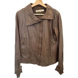 Kenneth Cole Leather Jacket Woman Small Brown Motorcycle Biker Boho Rock 90s Y2K